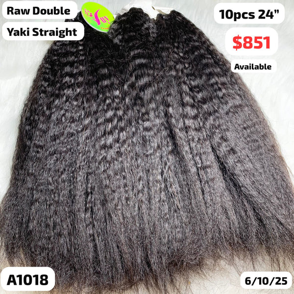 DEAL 10pcs 24" Yaki straight double drawn raw hair (A1018)