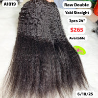 3pcs 24" Yaki straight double drawn raw hair (A1019)