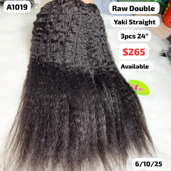 3pcs 24" Yaki straight double drawn raw hair (A1019)