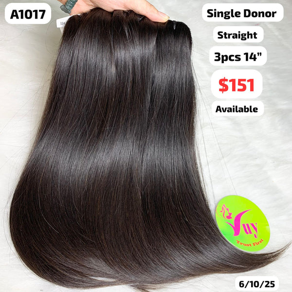 3pcs 14" Straight single donor hair (A1017)