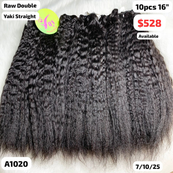 DEAL 10pcs 16" Yaki straight double drawn raw hair (A1020)