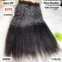 3pcs 20" Yaki straight double drawn raw hair (A1022)