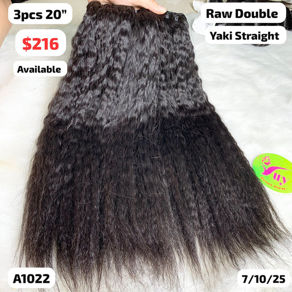 3pcs 20" Yaki straight double drawn raw hair (A1022)