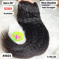 3pcs 26" Yaki straight double drawn raw hair (A1023)