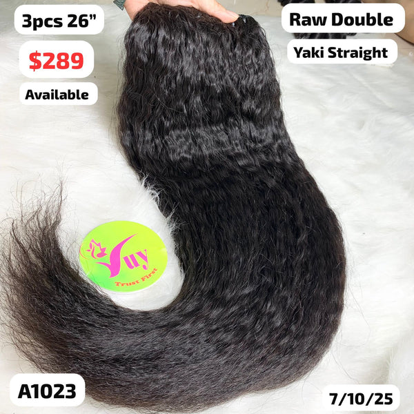 3pcs 26" Yaki straight double drawn raw hair (A1023)