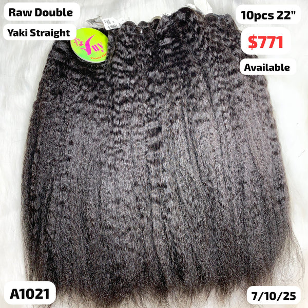 DEAL 10pcs 22" Yaki straight double drawn raw hair (A1021)