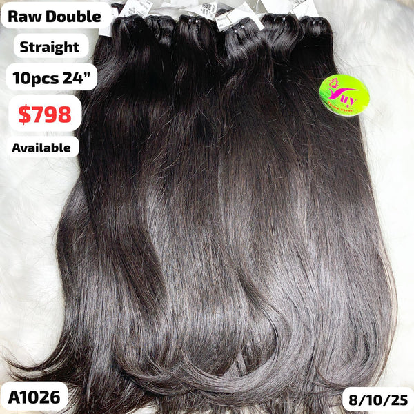 DEAL 10pcs 24" Straight double drawn raw hair (A1026)