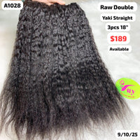 3pcs 18" Yaki straight double drawn raw hair (A1028)