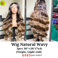 [PRE-ORDER] 30" 7x4 closure wig natural wave light end color (from 3pcs 30" and 26" 7x4 closure virgin hair)