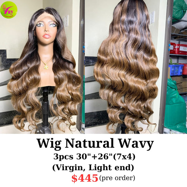 [PRE-ORDER] 30" 7x4 closure wig natural wave light end color (from 3pcs 30" and 26" 7x4 closure virgin hair)
