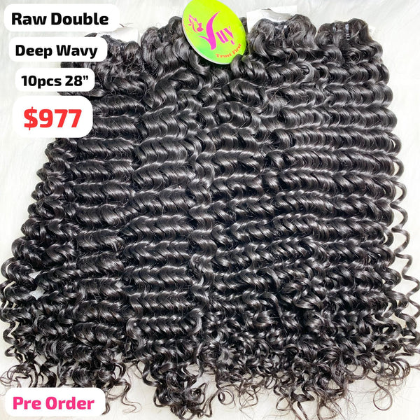 [PRE-ORDER] 10pcs 28" Deep wave double drawn raw hair