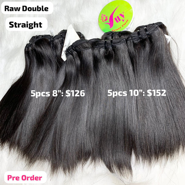 [PRE-ORDER] 5pcs 8" or 10" double drawn raw hair