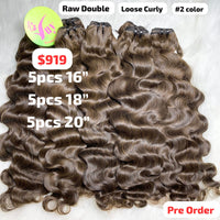 [PRE-ORDER] 15pcs 16" to 20" Loose curly double drawn raw hair #2 color