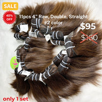 11pcs 4" Straight double drawn raw hair #2 color