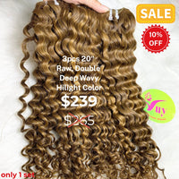 3pcs 20" Deep wave double drawn raw hair highlight color