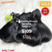 4pcs 10" Straight double drawn raw hair jet black color