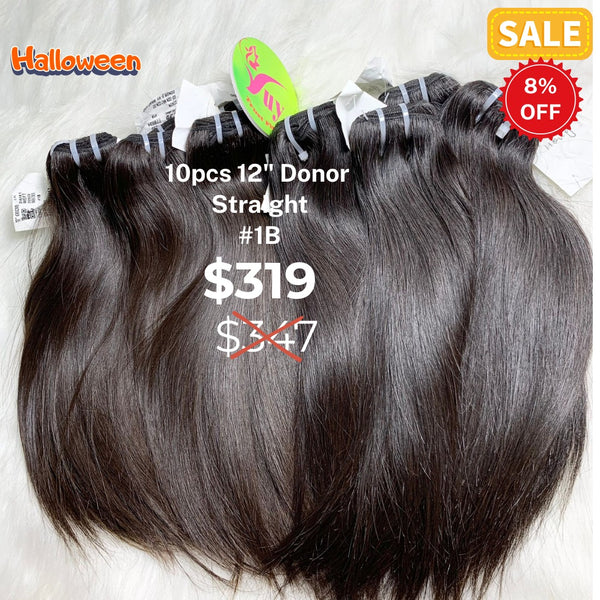 10pcs 12" Straight single donor hair