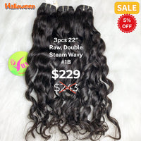 3pcs 22" Steam wave double drawn raw hair
