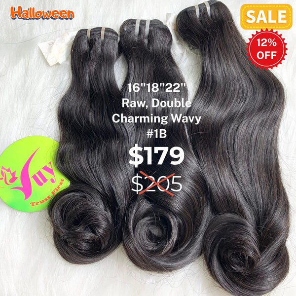 16"18"22" Charming wave double drawn raw hair