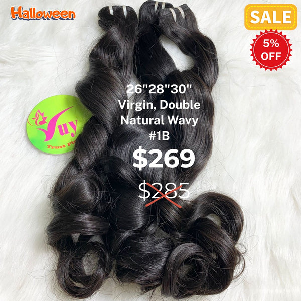 26"28"30" Natural wave double drawn virgin hair