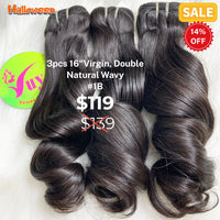 3pcs 16" natural wave double drawn virgin hair