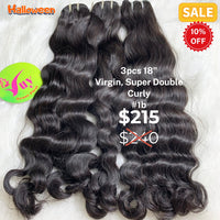 3pcs 18" curly super double drawn virgin hair