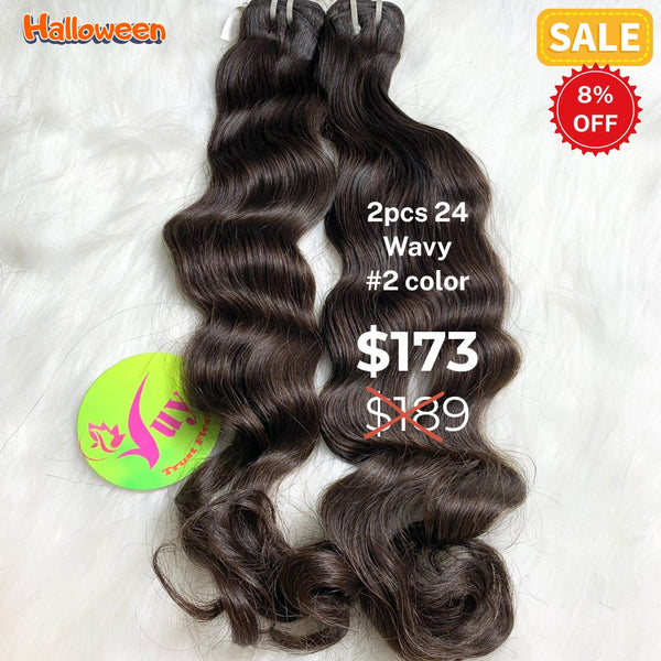 2pcs 24" wavy #2 color hair