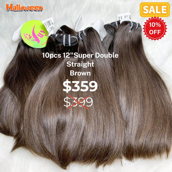 10pcs 12" Straight super double drawn brown color