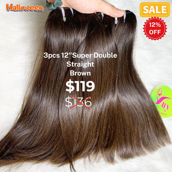 3pcs 12" Straight super double drawn brown color