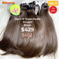 10pcs 14" Straight super double drawn brown color