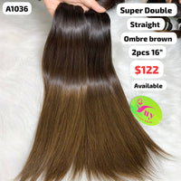 2pcs 16" straight super double drawn ombre brown color (A1036)