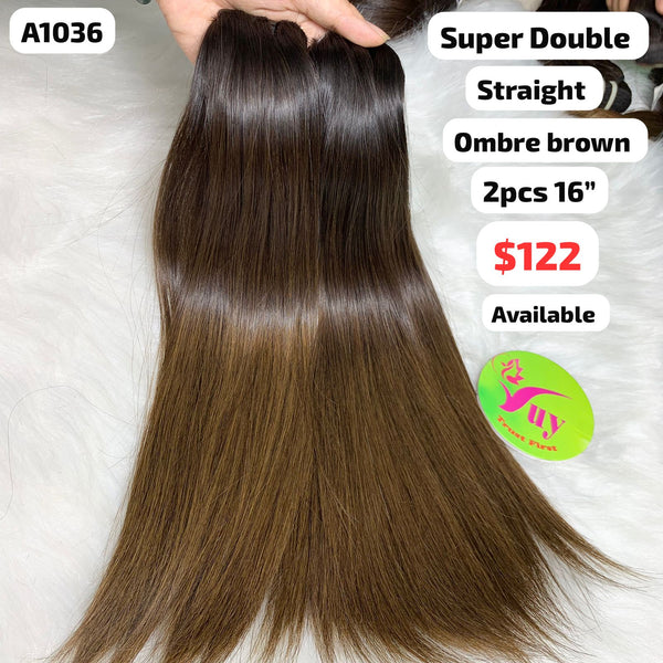 2pcs 16" straight super double drawn ombre brown color (A1036)