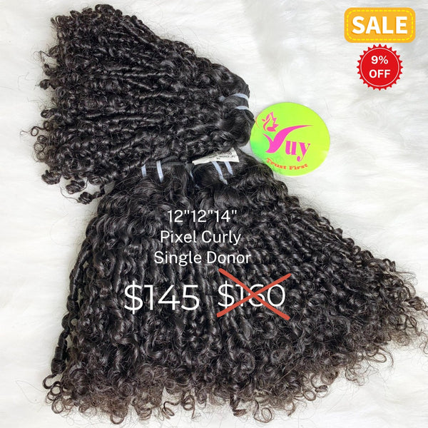 12"12"14" Pixel curly single donor hair