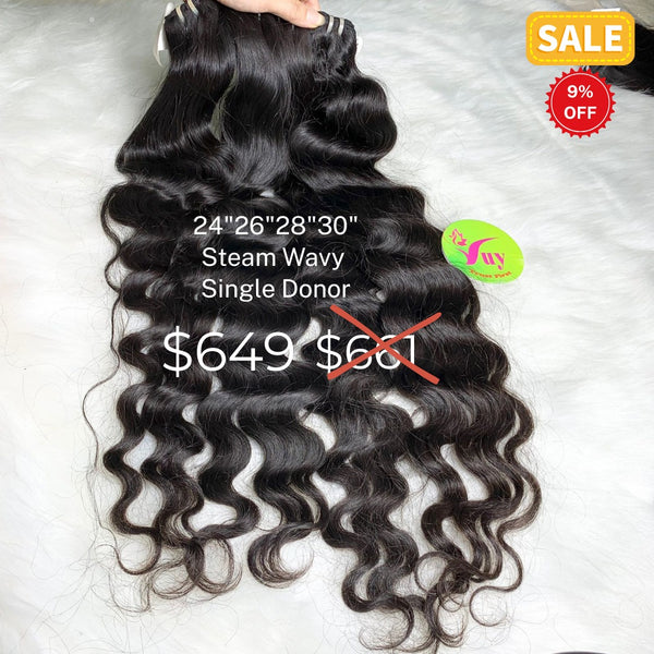 24"26"28"30" steam wave single donor hair
