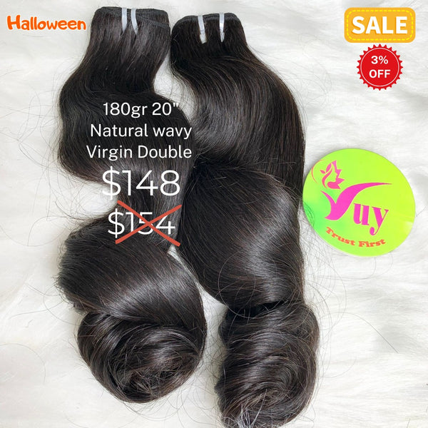 180g 20" natural wave double drawn virgin hair
