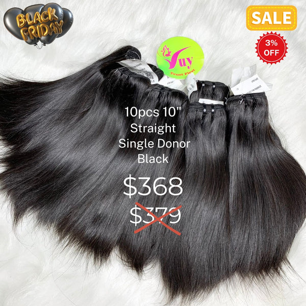 10pcs 10" straight single donor hair