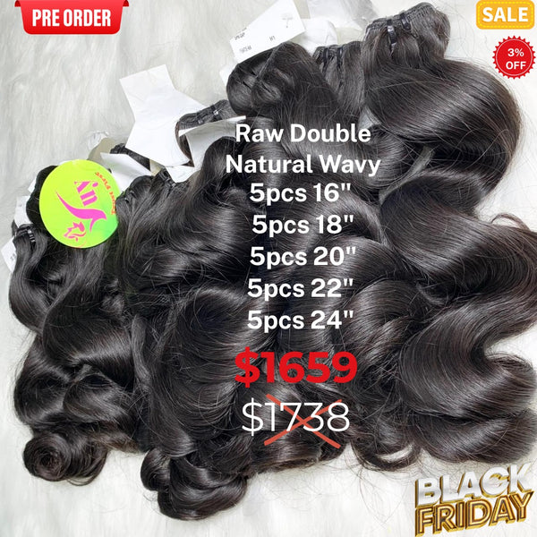 [PRE-ORDER] DEAL 25pcs 16" to 24" natural wave double drawn raw hair