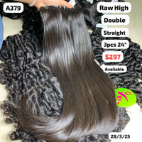 3pcs 24" Straight double drawn raw hair high quality (A379)