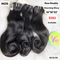 16"18"22" Charming wavy double drawn raw hair (A636)
