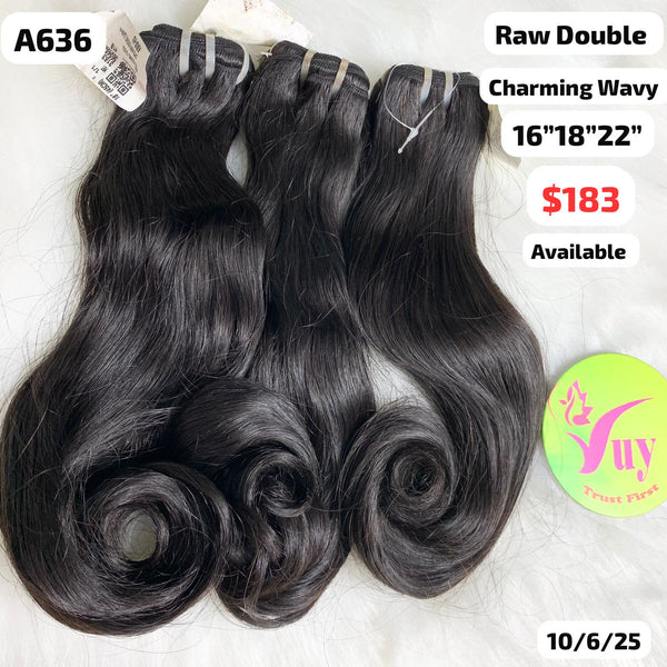 16"18"22" Charming wavy double drawn raw hair (A636)