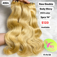 3pcs 14" Body wave double drawn raw hair (A954)