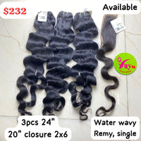 3pcs 24" + 20" Closure 2x6 Water Wavy