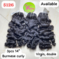 14" 3pcs Burmese Curly Virgin Double