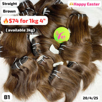 [EASTER SALE] 1kg 4" straight brown hair (B1)