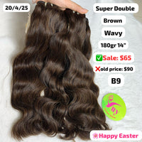 [EASTER SALE] 180g 14" Wavy brown color super double drawn virgin hair (B9)