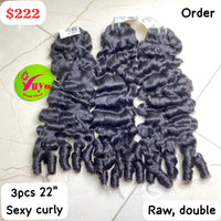 22" 3pcs Sexy Curly Raw Double