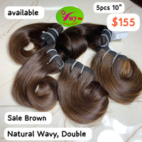 5pcs 10" Natural Wavy Sale Brown