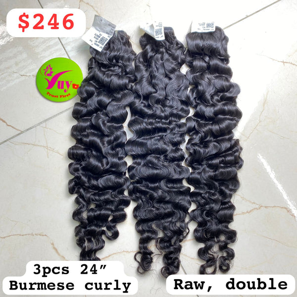3pcs 24" Burmese Tight Curly