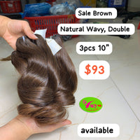 3pcs 10" Natural Wavy