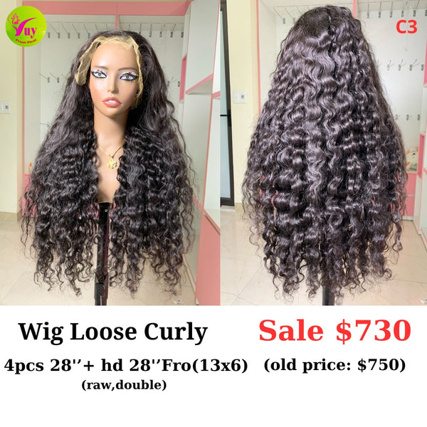 [EASTER SALE] 28" HD 13x6 frontal wig Loose curly (made from 4pcs 28" and 28" HD 13x6 frontal double drawn raw hair) (C3)